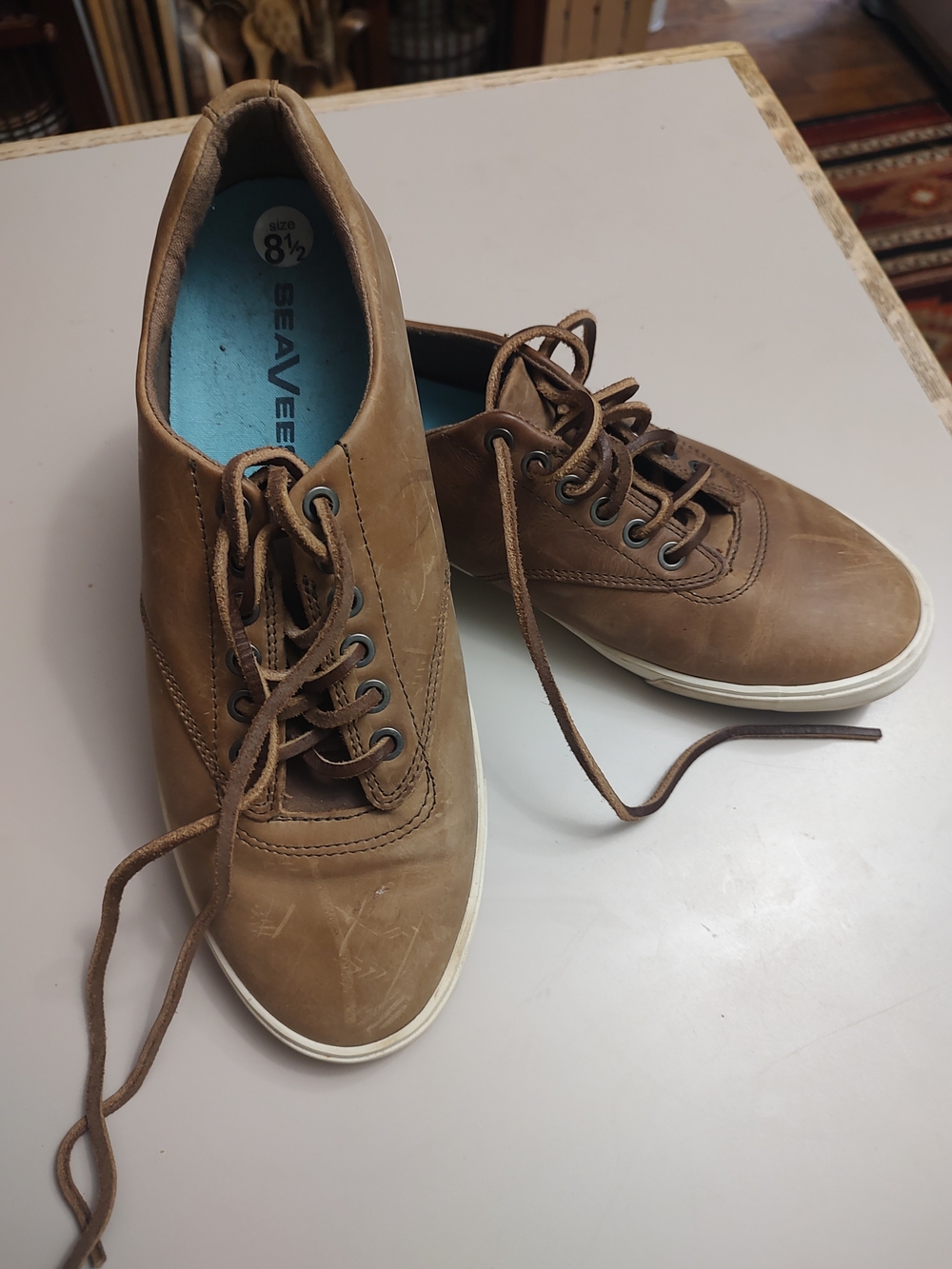 SeaVees Men’s Tan Leather Lace-Up Oxfords